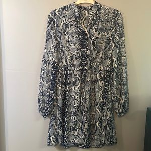 Blue snake skin long sleeve dress